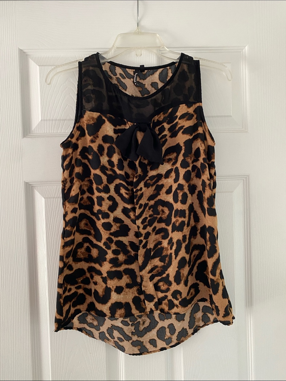 HeartSoul Leopard Print Bow Tank - Black & Brown